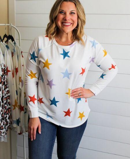 Chic Ave Boutique || Jerica Star Print Top $38.00