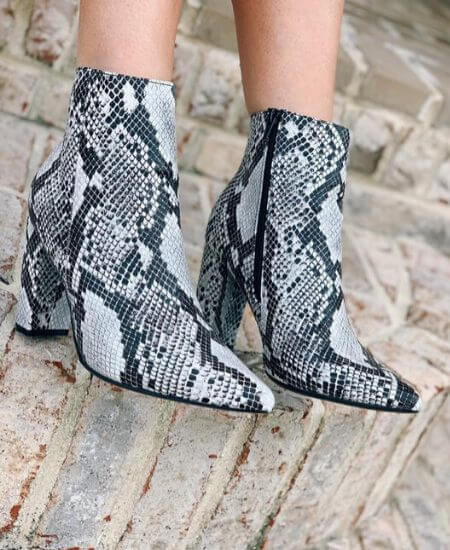 Clarion Couture || Next Move Snakeskin Bootie $ 37.00