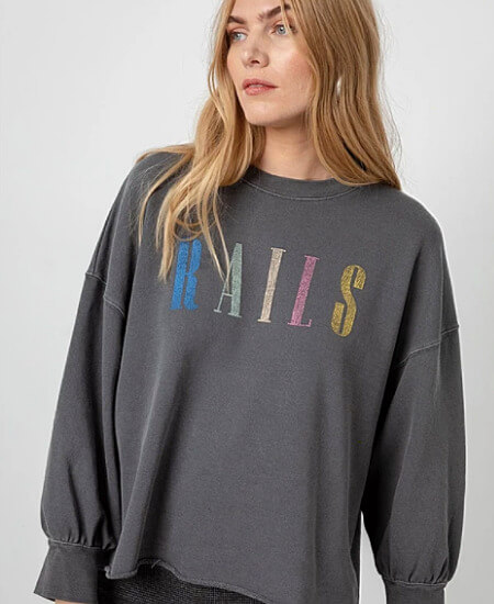 Hemline || Rails Sweatshirt in Vintage Black $138.00