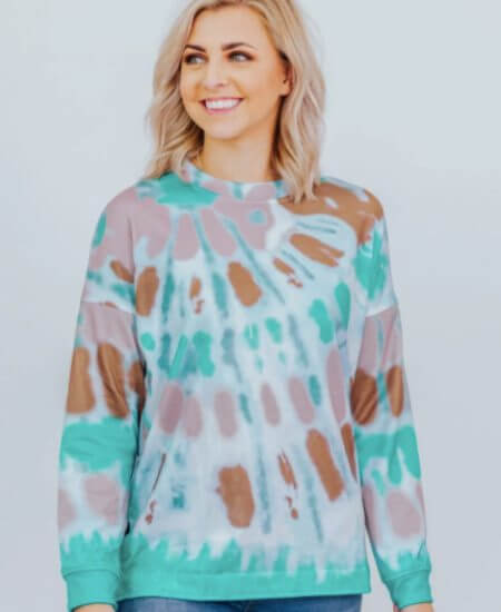 Filly Flair || HURRY UP AND WAIT TIE DYE PULLOVER IN SKY BLUE $35.00