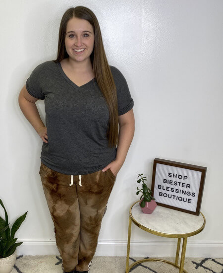 Biester Blessings Boutique || HoneyMe - Brown Tie Dye Set Bottoms with Leopard Accents $40.99